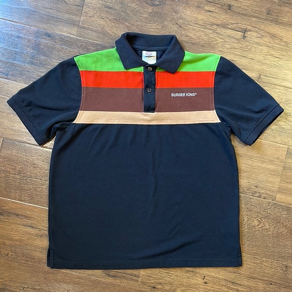 BURGER KING Retro Employee Work Polo Uniform Shirt sz Small - Picture 1 of 7